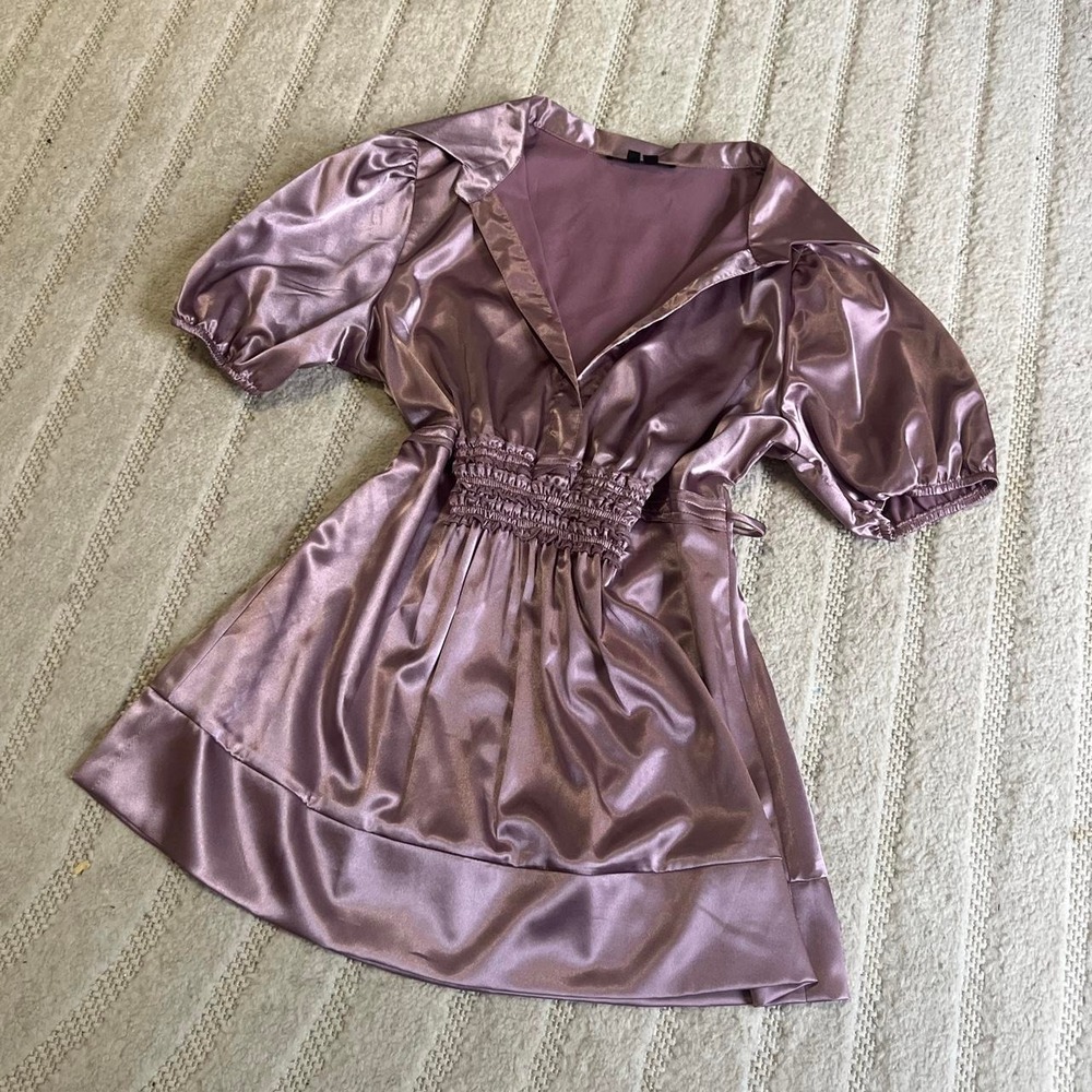 VTG y2k Takara Purple satin blouse size Medium Fairy Coquette Whimsy Party